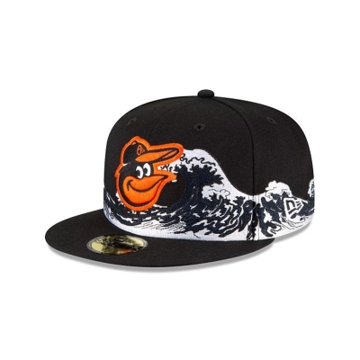 Baltimore Orioles Gorra | New Era MLB Wave 59fifty Fitted Cap Mexico - Negros